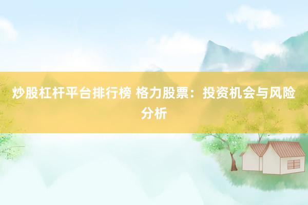 炒股杠杆平台排行榜 格力股票：投资机会与风险分析