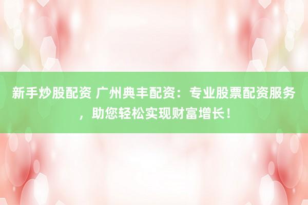 新手炒股配资 广州典丰配资：专业股票配资服务，助您轻松实现财富增长！