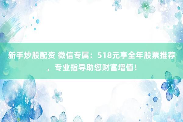 新手炒股配资 微信专属：518元享全年股票推荐，专业指导助您财富增值！