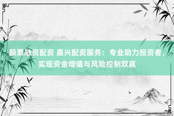 股票融资配资 嘉兴配资服务：专业助力投资者，实现资金增值与风险控制双赢