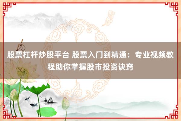 股票杠杆炒股平台 股票入门到精通：专业视频教程助你掌握股市投资诀窍