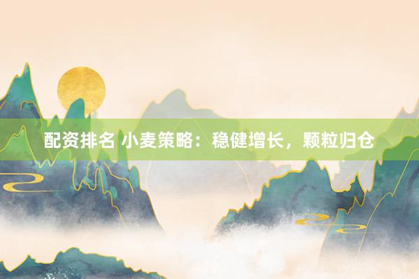配资排名 小麦策略：稳健增长，颗粒归仓