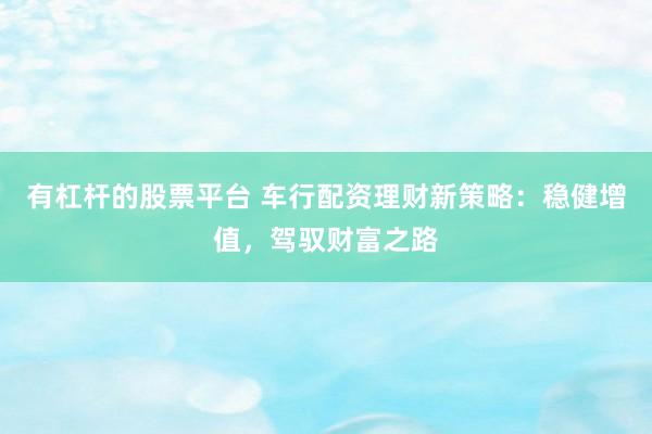 有杠杆的股票平台 车行配资理财新策略：稳健增值，驾驭财富之路