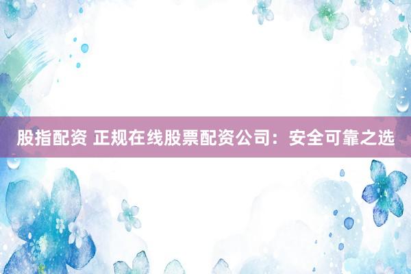 股指配资 正规在线股票配资公司:安全可靠之选