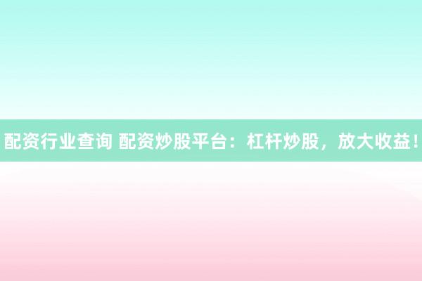 配资行业查询 配资炒股平台:杠杆炒股,放大收益!