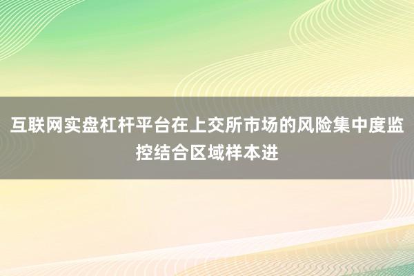互联网实盘杠杆平台在上交所市场的风险集中度监控结合区域样本进