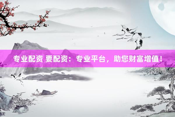 专业配资 要配资：专业平台，助您财富增值！