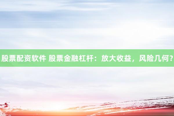 股票配资软件 股票金融杠杆：放大收益，风险几何？