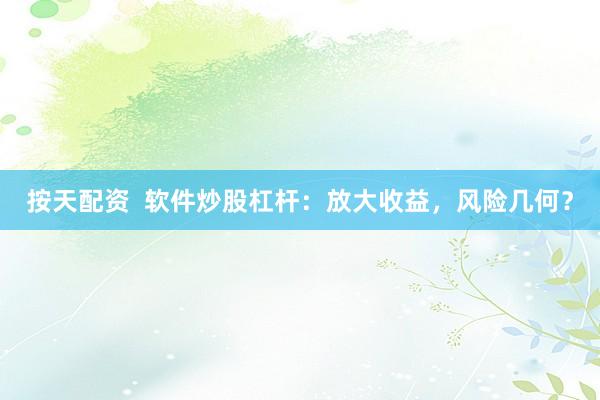 按天配资  软件炒股杠杆：放大收益，风险几何？
