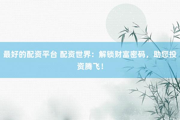 最好的配资平台 配资世界：解锁财富密码，助您投资腾飞！