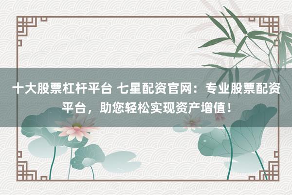 十大股票杠杆平台 七星配资官网：专业股票配资平台，助您轻松实现资产增值！